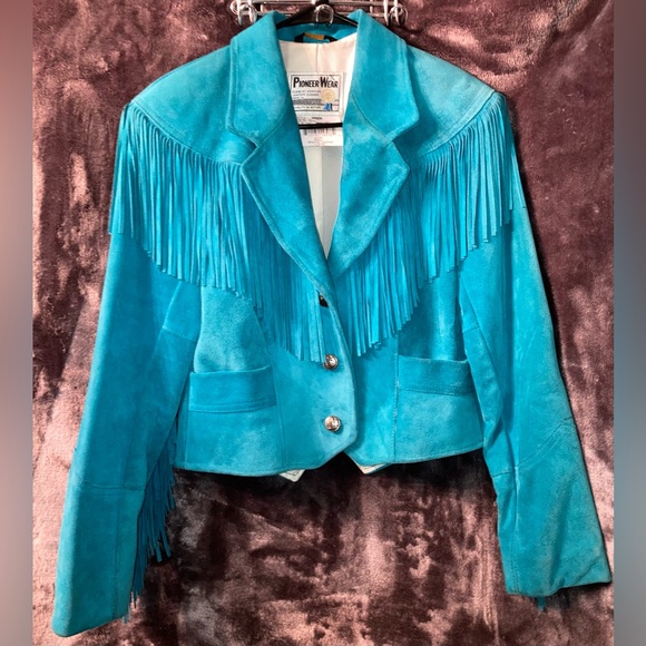 Vintage Turquoise Pioneer Wear Fringe Jacket - Picture 2 of 15